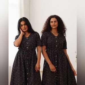 Tradlands Dress Nell Midi Small Black Floral Print